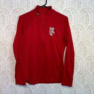 Under Armour Wisconsin Badgers Quarter Zip Pullover Red Bucky Badger Mens Medium